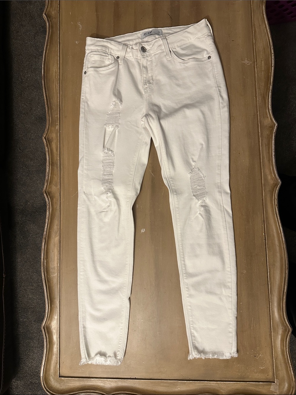 Just Black White Distressed Ankle Jeans